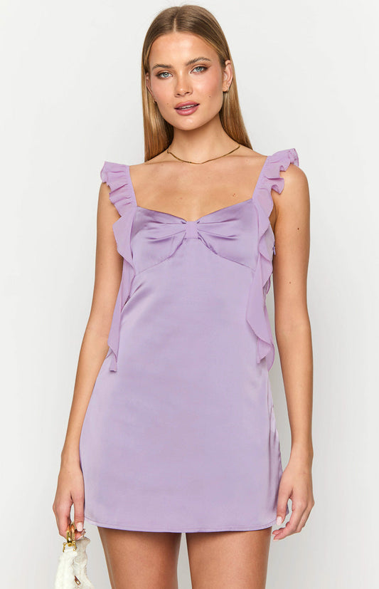 Joyce Lilac Satin Mini Dress