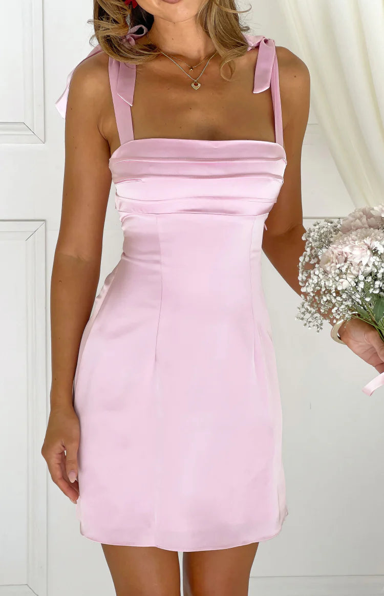 Akira Tall Fit Pink Tie Mini Dress Image