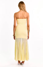 Adria Yellow Strapless Asymmetrical Formal Maxi Dress Image