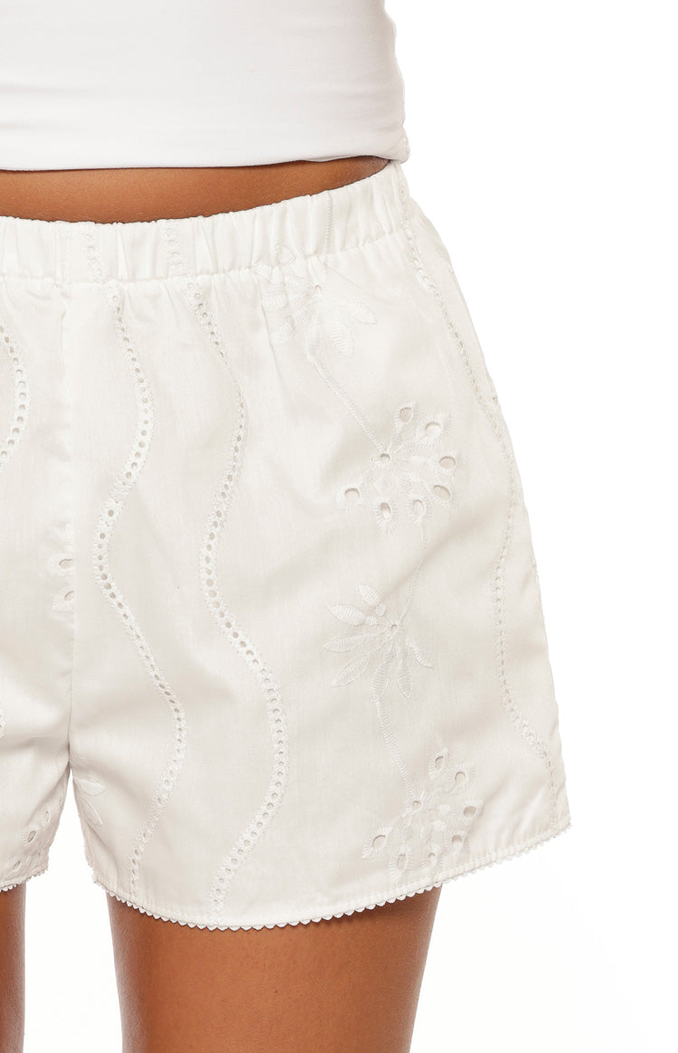 Ailany White Floral Shorts Image