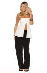 Ailany White Floral Strapless Longline Top Image