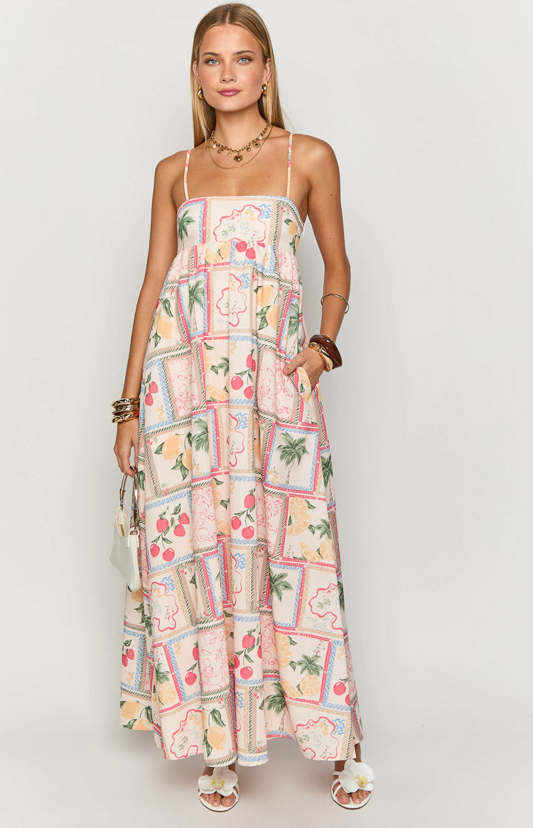 Akari White Tomato Girl Print Maxi Dress Image