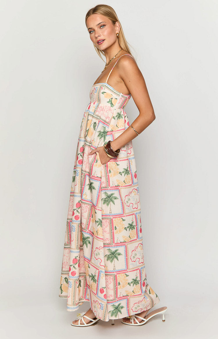 Akari White Tomato Girl Print Maxi Dress Image