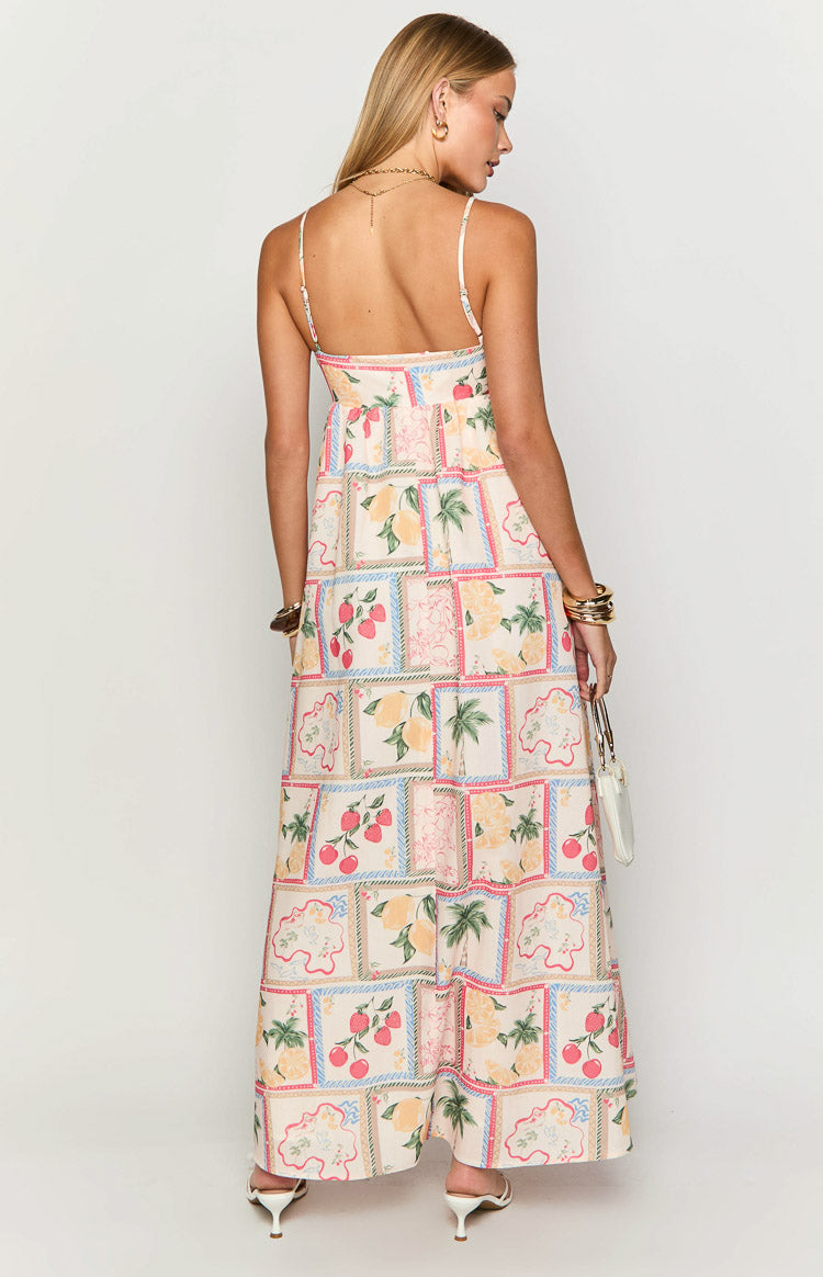 Akari White Tomato Girl Print Maxi Dress Image