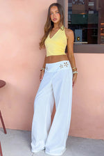Alamara White Floral Detail Wide Leg Pants Image