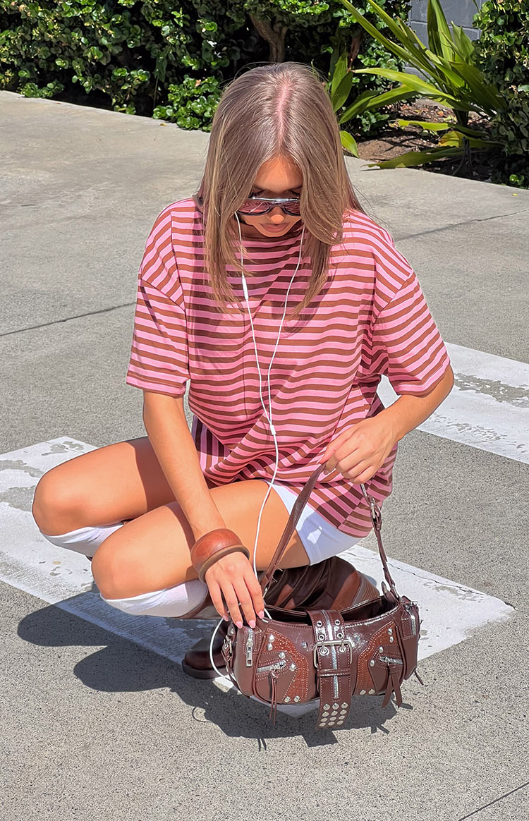 Alba Pink Stripe Oversized Tee Image