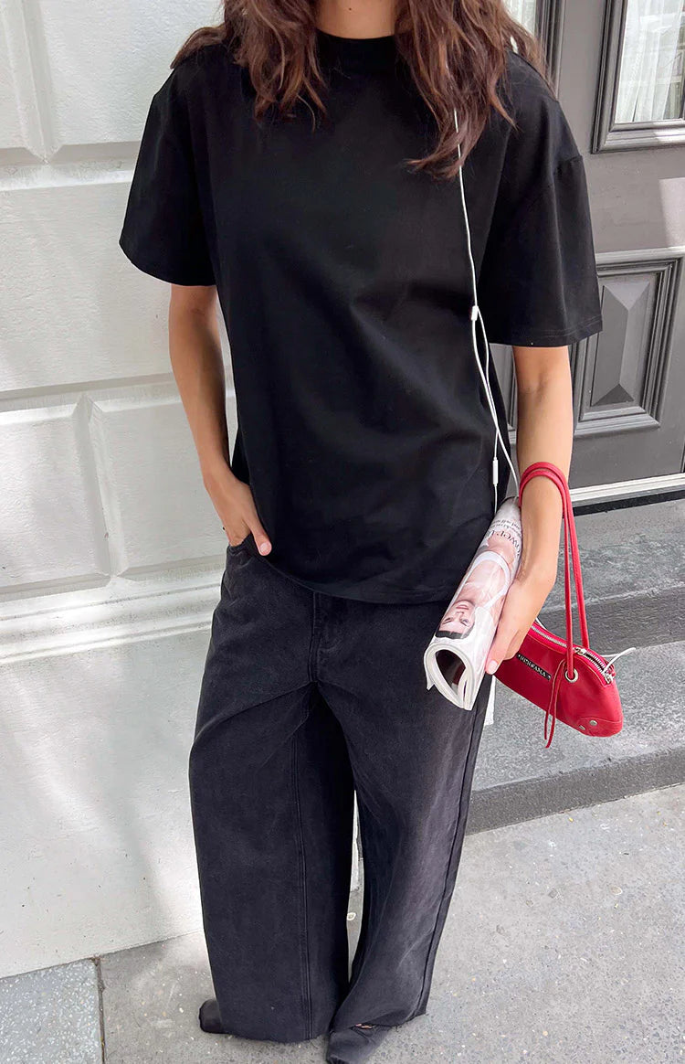 Alba Plain Black Tee Image