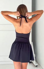 Alice Black Halter Neck Mini Dress Image