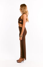 Alima Chocolate Brown Cut Out Maxi Dress Image
