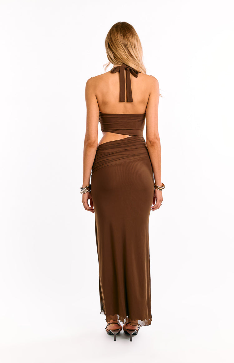 Alima Chocolate Brown Cut Out Maxi Dress Image