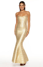 Amanda Gold Bandage Strapless Formal Maxi Dress Image