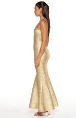 Amanda Gold Bandage Strapless Formal Maxi Dress Image