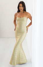 Amanda Gold Bandage Strapless Formal Maxi Dress Image