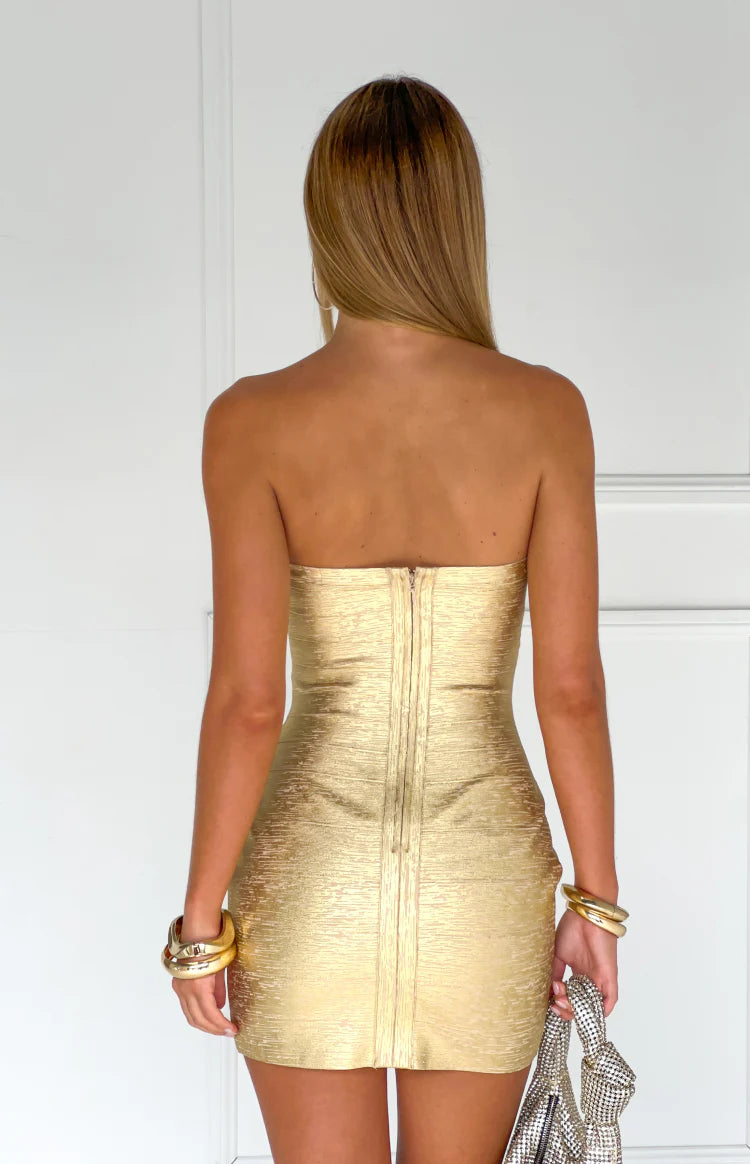Amanda Gold Bandage Strapless Mini Dress Image