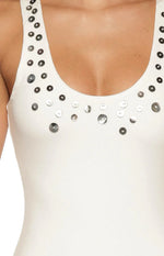 Amba White Button Detail Midi Dress Image