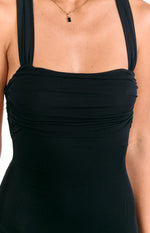 Amberley Black Mesh Formal Maxi Dress Image