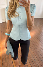 Amelina Blue Button Up Organza Top Image