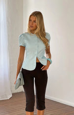 Amelina Blue Button Up Organza Top Image
