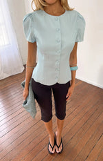 Amelina Blue Button Up Organza Top Image