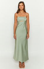 Amour Sage Satin Maxi Dress Image