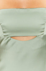 Amour Sage Satin Maxi Dress Image