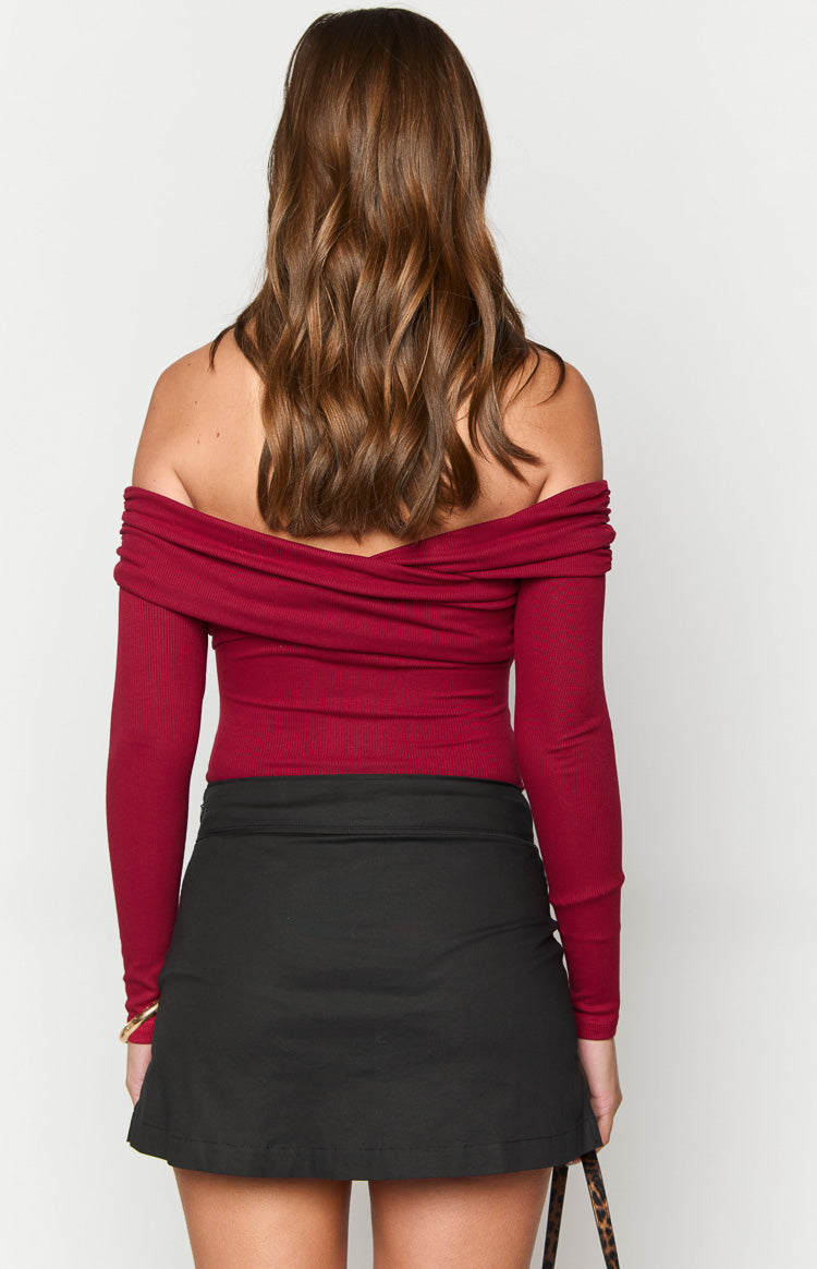 Ari Red Off Shoulder Bodysuit Image