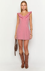 Ariette Red Gingham Frill Mini Dress Image