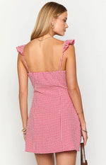 Ariette Red Gingham Frill Mini Dress Image