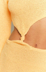 Arya Yellow Long Sleeve Knit Maxi Dress Image