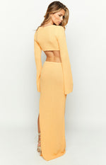 Arya Yellow Long Sleeve Knit Maxi Dress Image