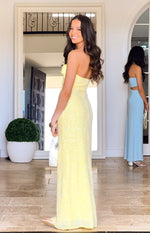 Ashley Yellow Sequin Strapless Maxi Dress Image