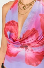 Astrid Purple Floral Halter Top Image