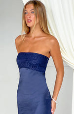 Audrey Navy Lace Strapless Midi Dress Image