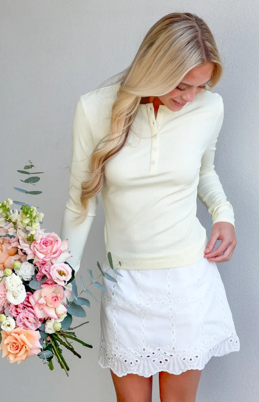 Ayla White Broderie Mini Skort