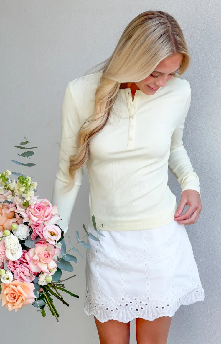 Ayla White Broderie Mini Skort Image