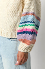 Bad Habits Cream Multi Knit Cardigan Image