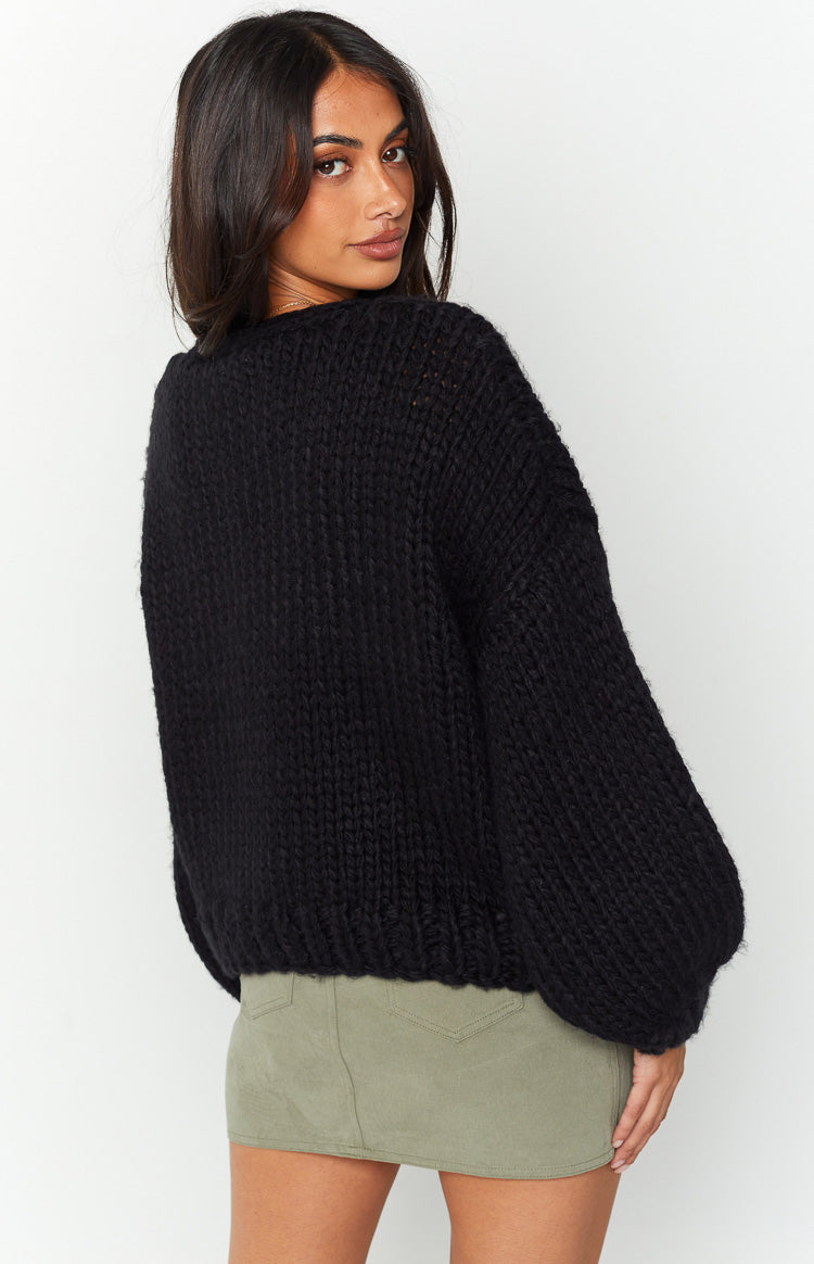 Bad Habits Black Knit Cardigan Image