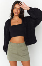 Bad Habits Black Knit Cardigan Image