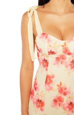 Bambi  Yellow and Pink Floral Print Mini Dress Image