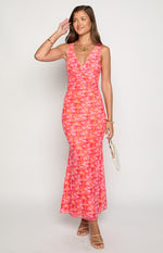Beck Orange Floral Print Maxi Dress Image