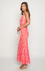 Beck Orange Floral Print Maxi Dress Image