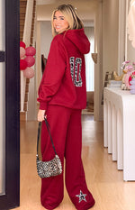 Beginning Burgundy Leopard Star Hoodie Image
