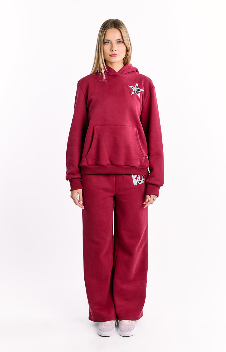 Beginning Burgundy Leopard Star Hoodie Image