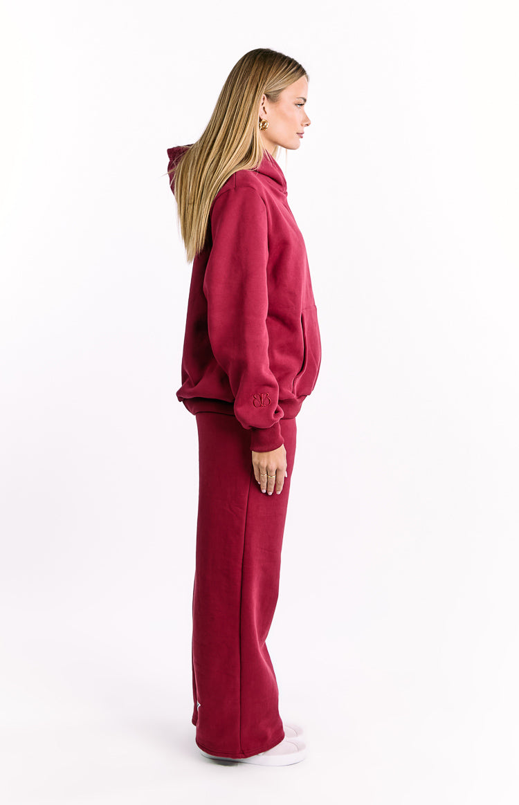 Beginning Burgundy Leopard Star Hoodie Image