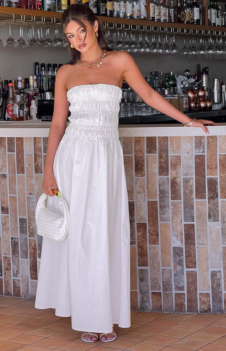 Benetti White Strapless Maxi Dress Image