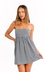 Berrie Black Gingham Strapless Mini Dress Image