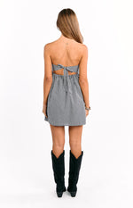 Berrie Black Gingham Strapless Mini Dress Image