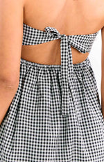 Berrie Black Gingham Strapless Mini Dress Image
