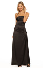 Blaise Black Satin Maxi Dress Image