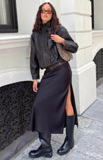 Blakely Brown Funnel Neck PU Jacket Image